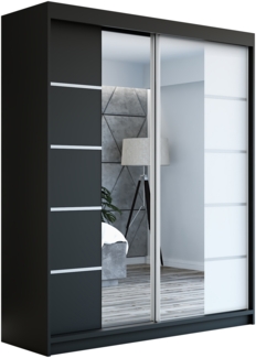 Schwebetürenschrank ERA 2-türig Schrank 160 cm (mit Spiegel) Farbe: Schwarz , weiß