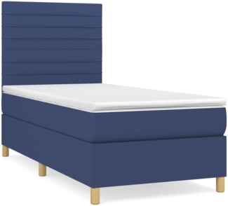 vidaXL Boxspringbett mit Matratze Blau 100x200 cm Stoff 3142399