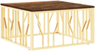 vidaXL Couchtisch Golden Edelstahl und Altholz Massiv 350062