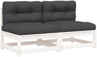 vidaXL Gartensofas ohne Armlehnen mit Kissen 2 Stk. Weiß Kiefernholz 838087