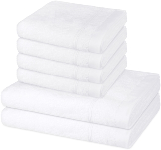 Ross Rubin 6 tlg. Frottier-Set - 4 X Handtuch (50 X 100cm), 2 X Duschtuch (70 X 140cm) - 480 - Weiß