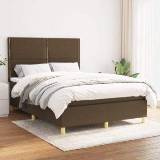 vidaXL Boxspringbett mit Matratze Dunkelbraun 140x190 cm Stoff, Härtegrad: H2 [3142252]