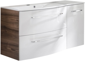 Fackelmann VERONA Badmöbel Set 3-teilig 115 cm breit, Braun/Weiß, Ablage rechts + Unterschrank