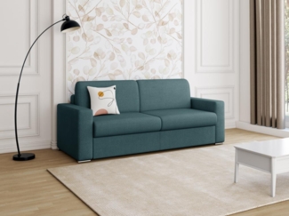 Schlafsofa 4-Sitzer Stoff CALITO - Blau - Liegefläche: 160 cm - Matratzenhöhe: 18 cm