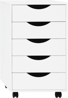 Woltu Rollcontainer, mobiler Aktenschrank mit 5 Schubladen, mit Rollen, 40 x 66,5 x 40 cm