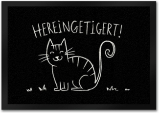 speecheese Fußmatte Hereingetigert! Fußmatte in 35x50 cm mit lächelnder Katze