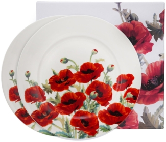 DUO Flowers Classic Dessertteller 2er Set CLASSIC POPPIES aus New Bone China Porzellan