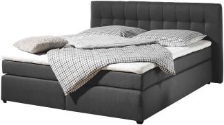 Maintal Boxspringbett Jeremy, 100 x 200 cm, Strukturstoff, Bonellfederkern Matratze H3, anthrazit