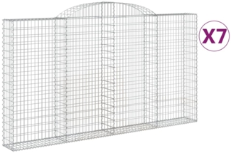 vidaXL Gabionen mit Hochbogen 7 Stk. 300x30x160/180cm Verzinktes Eisen 3146580