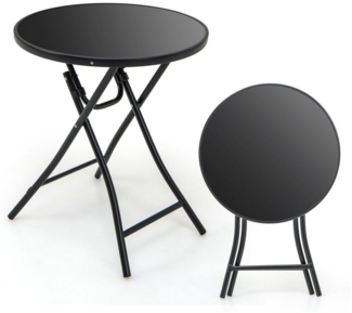 KOMFOTTEU Gartentisch Ø59cm, aus Metall und gehärtetem Glas