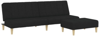 vidaXL Schlafsofa 2-Sitzer mit Fußhocker Schwarz Stoff 3258087