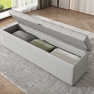 BlingBin Bettbank Polsterbank mit Stauraum und Deckel auch als Garderobenbank geeignet (1er Set, 1-St, 1pcs), Truhenbank, Aufbewahrungsbank für Wohnzimmer, Schlafzimmer