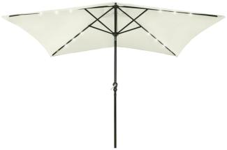 vidaXL Sonnenschirm mit LEDs und Stahl-Mast Sandweiß 2x3 m 313787