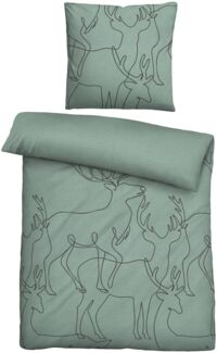 biberna Melange-Flanell Bettwäsche 0840517 HIRSCH, fichte, 1x 135x200 cm + 1x 80x80 cm