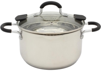 Krüger Fleischtopf Kansas Ø 24 cm Edelstahl rostfrei, mit Ausgießer, Glasdeckel