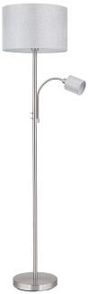 Stehleuchte, Textil grau, Lesespot verstellbar, H 170 cm