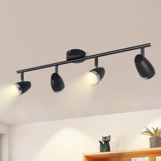 ZMH Moderner LED-Deckenstrahler, 4-flammig, 4 W, Schwarz, 3000 K, 350° verstellbar