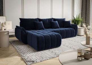 Ecksofa Schlafsofa LOUISE Stoff Monolith Dunkelblau Ottomane Links