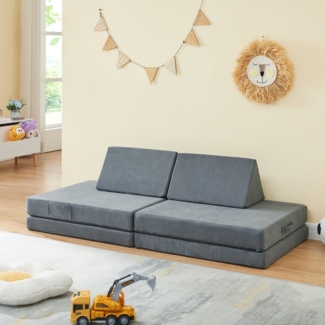 Spielsofa Norhulta 5-tlg. 150x66x46 cm Cord Grau [en. casa]