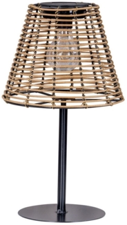 Levandeo® LED Solarleuchte, Solar Tischlampe Rattanoptik H34cm Natur Schwarz Lampe Leuchte