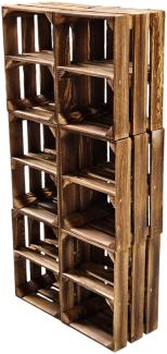 6er Set Holzkisten Weinkisten Obstkiste Klein Geflammt Regal aus Holz 40x30x25cm