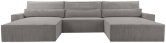 MOEBLO Wohnlandschaft DENVER U, Eckcouch aus Cordstoff Ecksofa U-Form Cord Sofa Couch Polsterecke U-Sofa - 410x85x200cm, mit Bettkasten und Schlaffunktion