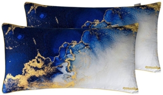 Aymando Kissenbezüge Marble Blue, (2 Stück), 100% Baumwolle Mako Satin, 40x80cm