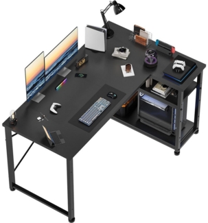 HOMALL Eckschreibtisch 100/120L Form mit Ablagefächern, 2 Tier DIY Lagerregalen Computertisch, Schreibtisch,PC Tisch,Heimbüro