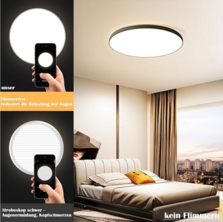 Nettlife LED Panel Schwarz/weiß flach rund Dimmbar Deckenleuchte inkl. Fernbedienung, LED fest integriert, Warmweiß, Neutralweiß, Kaltweiß, für Wohnzimmer Küche Schlafzimmer Büro