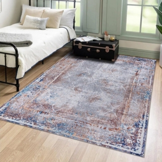 Mazovia Orientteppich Orientalisch Vintage Teppich Traditioneller Orient Teppich, 80 x 150 cm, Kurflor, Waschbar in Waschmaschine, Höhe 5 mm, Rutschfest