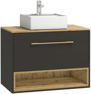 Vente-unique - Waschbeckenunterschrank hängend mit Einzelwaschbecken - 80 cm - Anthrazit - YANGRA