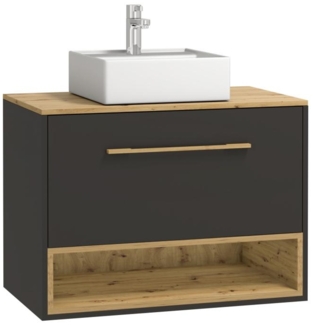 Vente-unique - Waschbeckenunterschrank hängend mit Einzelwaschbecken - 80 cm - Anthrazit - YANGRA