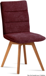 Esszimmerstuhl (4er-Set) Dobra 47 x 92 x 60 Eiche geölt/Marsala