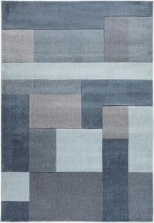 Kadima Design Geometrischer Teppich in Trendfarben, "Nidd Clara". Farbe: Blau, 120x170 cm