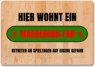 speecheese Fußmatte Hier wohnt ein Magdeburg Fan Fußmatte in 35x50 cm ohne Rand mit Motiv