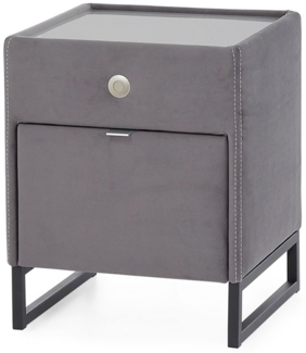 Nachttisch Lilly / Linea , Polyester , Grau , 43 x 53 x 43 cm