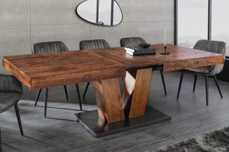 riess-ambiente Esstisch RANCHO 160-200cm natur/schwarz - Pinienholz, V-Gestell, verlängerbar (Einzelartikel, 1-St), Ausziehtisch mit 8 Sitzplätzen - ideal für Wohn-, Esszimmer und Küche