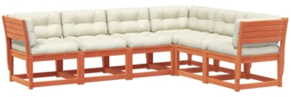 vidaXL 6-tlg. Garten-Sofagarnitur mit Kissen Wachsbraun Kiefernholz 3217022