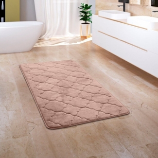 Paco Home Badematte Corby 251, Höhe 13 mm, rutschhemmend beschichtet, fußbodenheizungsgeeignet, Polyester, rechteckig, Badteppich, Ornamente, Hoch-Tief Effekt, Memory-Foam Effekt