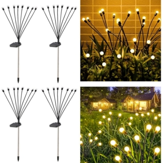 oyajia LED Solarleuchte 2/4er Set Solarlampe für Außen Garten 8 LEDs Glühwürmchen Solarleuchte, LED fest integriert, Warmweiß, IP65 Wasserdichte Solarleuchten für Wege, Höfe und Garten Terrassen