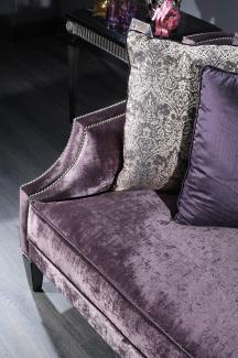 Casa Padrino Luxus Barock Samtsofa Lila / Schwarz / Silber 245 x 93 x H. 90 cm