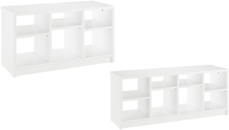 Moderne Holzbank als Schuhregal in zwei Größen 110 oder 83 cm Kiefer massiv weiß V-90.80W-0383 cm