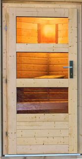 Karibu Sauna Bosse 1 naturbelassen + 9 kW BIO-Kombiofen mit ext. Steuerung Easy Moderne Tür