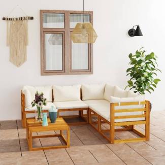 vidaXL 6-tlg. Garten-Lounge-Set mit Auflagen Creme Massivholz Akazie 3057643