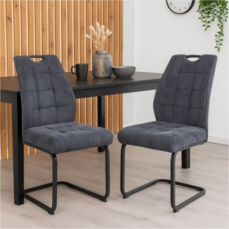 HTI-Living Esszimmerstuhl Modernes 2er Set Schwingstühle Dunkelgrau (Set, 2 St), Esszimmerstuhl Freischwinger