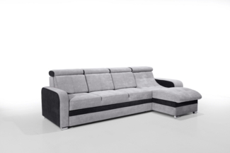 robin Ecksofa Bristol Schlafcouch Schlaffunktion Verstellbare Kopfstützen grau+schwarz (H 95 x T 315 x B 169 cm)