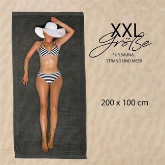 Hausfelder Saunatuch Saunahandtuch XXL groß 100x200cm, (1-St), Mit Aufhängeschlaufen, saugstark