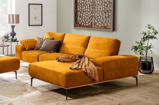 W.SCHILLIG Ecksofa run, Designsofa mit tollem Sitzkomfort, bequem, L-Form, mit Holzsockel, Füße in Schwarz pulverbeschichtet, Breite 319 cm