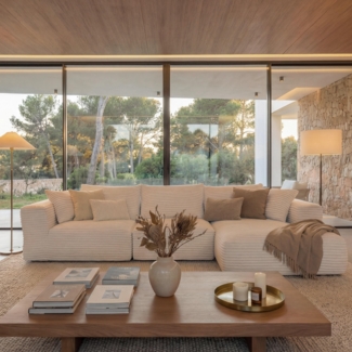 Sofa-Garnitur HWC-P20, 3-Sitzer Couch Loungesofa, Stoff/Textil Cord (370 g/m²) Liegefläche rechts ~ weiß