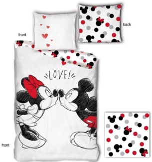 Disney Mickey & Minnie Bettwäsche-Set – 140x200 cm, Microfaser + 65x65 cm Kissenbezug aus Bio-Baumwolle